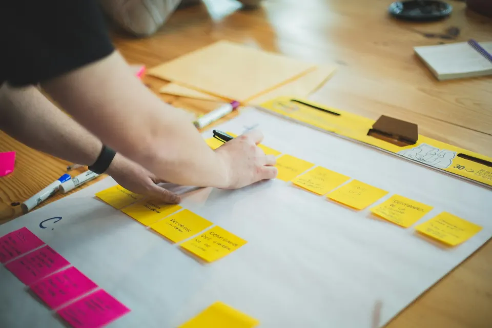 Planning a project with sticky notes